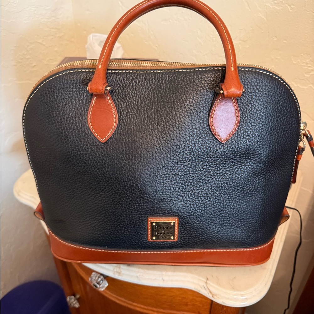 Dooney & Bourke Black and Tan Satchel
